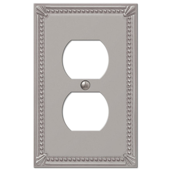 Imperial Bead Brushed Nickel Cast - 1 Duplex Wallplate - Wallplate Warehouse 74DBN 070686577509 1 Duplex