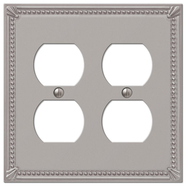 Imperial Bead Brushed Nickel Cast - 2 Duplex Wallplate - Wallplate Warehouse 74DDBN 070686577516 2 Duplex