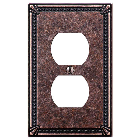 Imperial Bead Tumbled Aged Bronze Cast - 1 Duplex Wallplate - Wallplate Warehouse 74DAZ 070686577776 1 Duplex