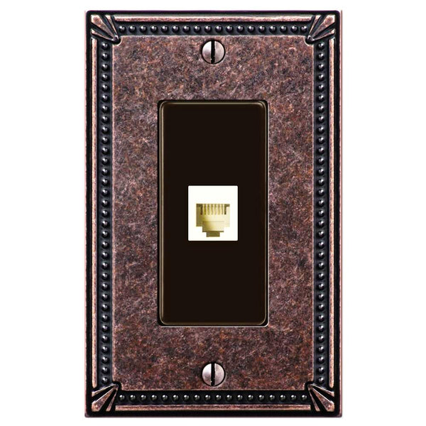 Imperial Bead Tumbled Aged Bronze Cast - 1 Phone Jack Wallplate - Wallplate Warehouse 74PHAZ 070686581360 Phone Jacks
