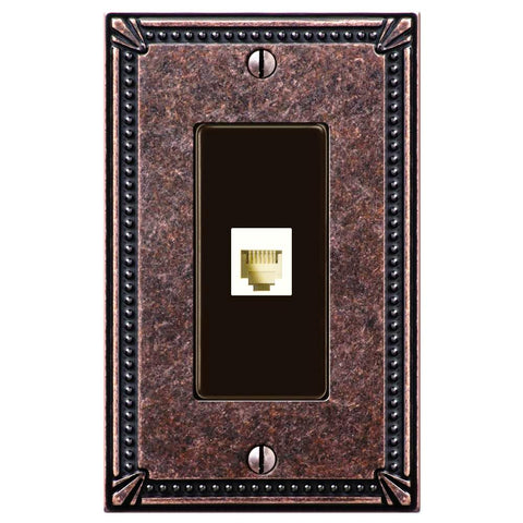 Imperial Bead Tumbled Aged Bronze Cast - 1 Phone Jack Wallplate - Wallplate Warehouse 74PHAZ 070686581360 Phone Jacks