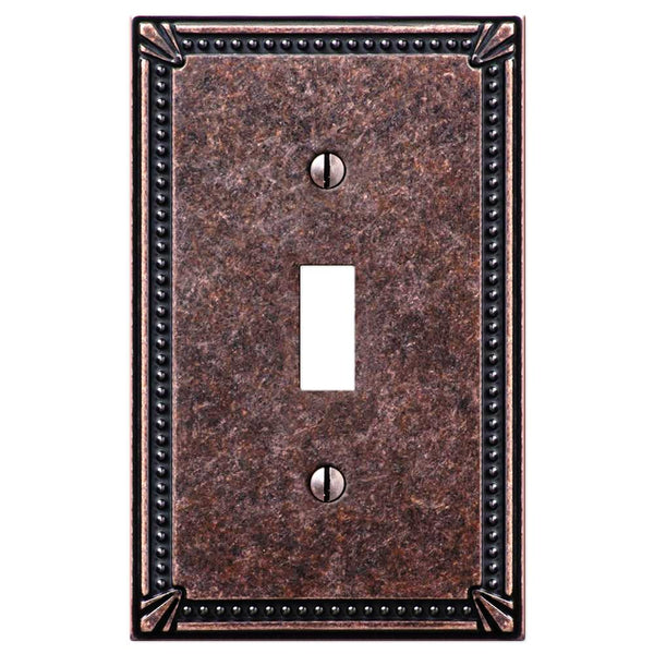 Imperial Bead Tumbled Aged Bronze Cast - 1 Toggle Wallplate - Wallplate Warehouse 74TAZ 070686577769 1 Toggle