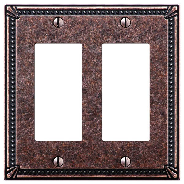 Imperial Bead Tumbled Aged Bronze Cast - 2 Rocker Wallplate - Wallplate Warehouse 74RRAZ 070686577806 2 Rocker