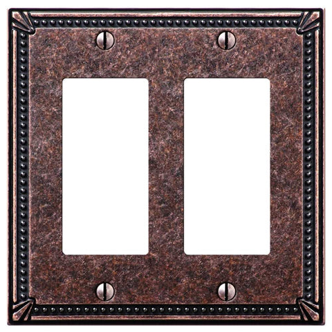 Imperial Bead Tumbled Aged Bronze Cast - 2 Rocker Wallplate - Wallplate Warehouse 74RRAZ 070686577806 2 Rocker