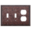 Imperial Bead Tumbled Aged Bronze Cast - 2 Toggle / 1 Duplex Wallplate - Wallplate Warehouse 74TTDAZ 070686577783 2 Toggle / 1 Duplex