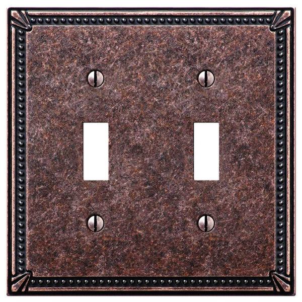 Imperial Bead Tumbled Aged Bronze Cast - 2 Toggle Wallplate - Wallplate Warehouse 74TTAZ 070686567920 2 Toggle