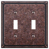 Imperial Bead Tumbled Aged Bronze Cast - 2 Toggle Wallplate - Wallplate Warehouse 74TTAZ 070686567920 2 Toggle
