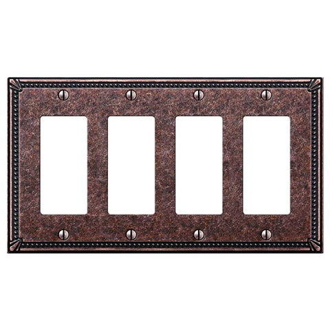 Imperial Bead Tumbled Aged Bronze Cast - 4 Rocker Wallplate - Wallplate Warehouse 74R4AZ 070686567999 4 Rocker