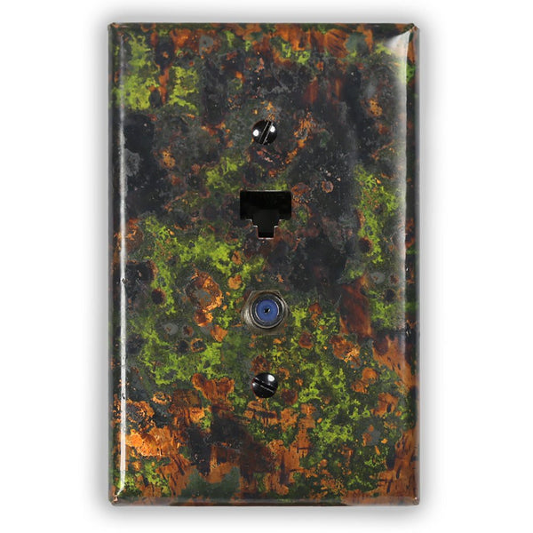 Irish Moss Copper - 1 Data Jack / 1 Cable Jack Wallplate - Wallplate Warehouse IRMOCOP1DJ1CJ 819332023119