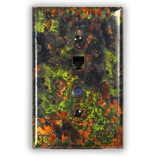 Irish Moss Copper - 1 Phone Jack / 1 Cable Jack Wallplate - Wallplate Warehouse IRMOCOP1PJ1CJ 819332023102