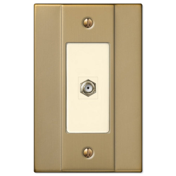 Italia Brushed Bronze Steel - 1 Cable Jack Wallplate - Wallplate Warehouse 147CXBZ 070686580141 Cable Jacks