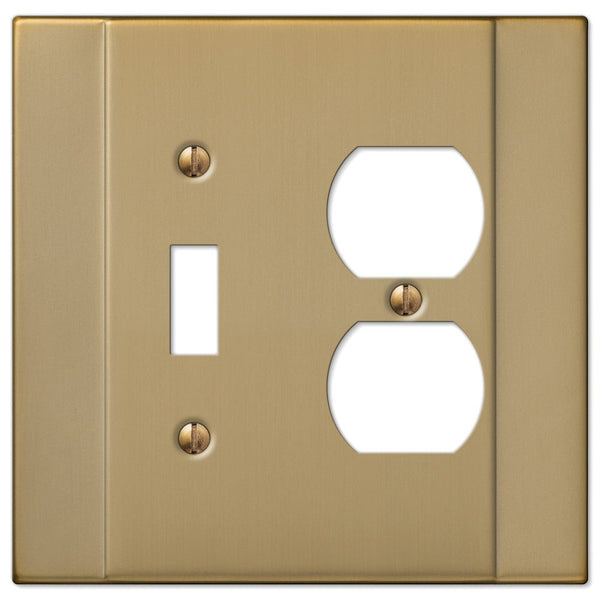 Italia Brushed Bronze Steel - 1 Toggle / 1 Duplex Wallplate - Wallplate Warehouse 147TDBZ 070686570814 1 Toggle / 1 Duplex