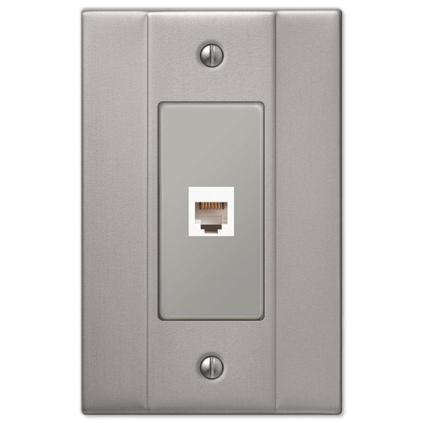 Italia Brushed Nickel Steel - 1 Phone Jack Wallplate - Wallplate Warehouse 147PHBN 070686580165 Phone Jacks