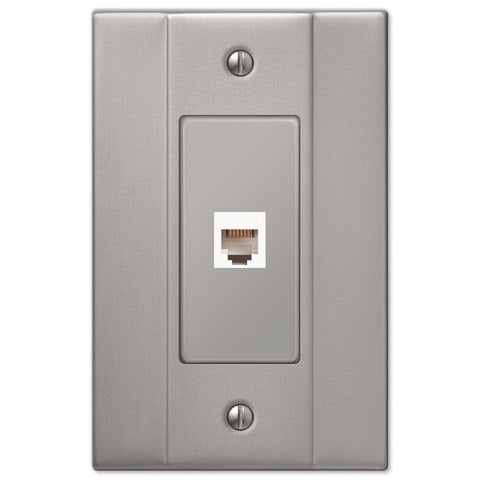 Italia Brushed Nickel Steel - 1 Phone Jack Wallplate - Wallplate Warehouse 147PHBN 070686580165 Phone Jacks