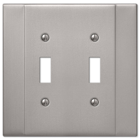 Italia Brushed Nickel Steel - 2 Toggle Wallplate - Wallplate Warehouse 147TTBN 070686570616 2 Toggle