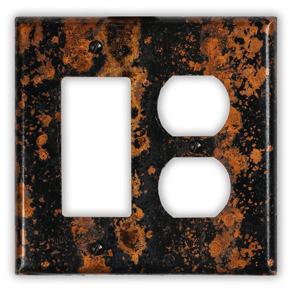 Leopard Copper - 1 Rocker / 1 Duplex Wallplate - Wallplate Warehouse LEOPCOP1R1D 819332023249 1 Rocker / 1 Duplex