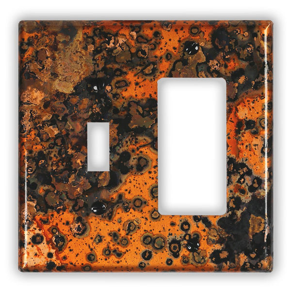 Leopard Copper - 1 Toggle / 1 Rocker Wallplate - Wallplate Warehouse LEOPCOP1T1R 819332023225 1 Toggle / 1 Rocker