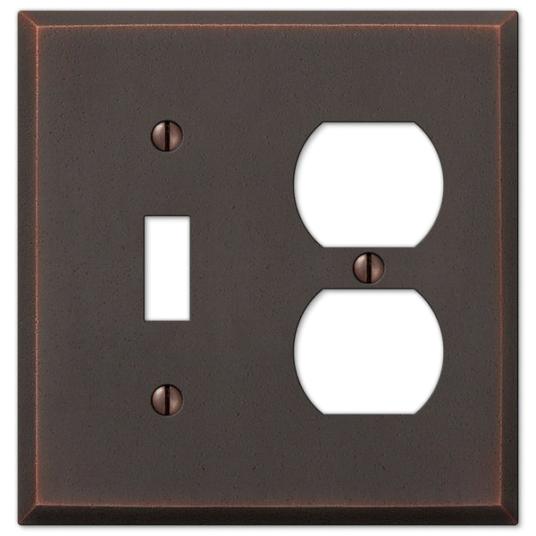 Manhattan Aged Bronze Cast - 1 Toggle / 1 Duplex Wallplate - Wallplate Warehouse 68TDDB 070686559178 1 Toggle / 1 Duplex