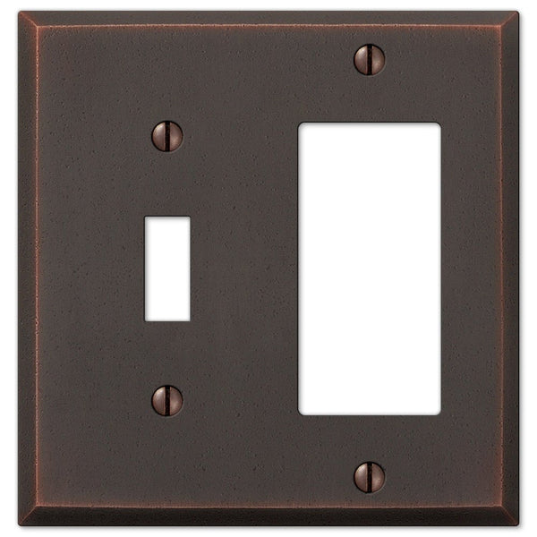 Manhattan Aged Bronze Cast - 1 Toggle / 1 Rocker Wallplate - Wallplate Warehouse 68TRDB 070686559192 1 Toggle / 1 Rocker