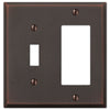 Manhattan Aged Bronze Cast - 1 Toggle / 1 Rocker Wallplate - Wallplate Warehouse 68TRDB 070686559192 1 Toggle / 1 Rocker