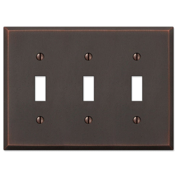 Manhattan Aged Bronze Cast - 3 Toggle Wallplate - Wallplate Warehouse 68TTTDB 070686559208 3 Toggle