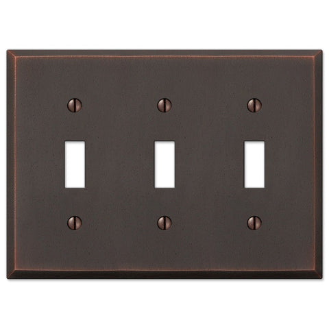 Manhattan Aged Bronze Cast - 3 Toggle Wallplate - Wallplate Warehouse 68TTTDB 070686559208 3 Toggle