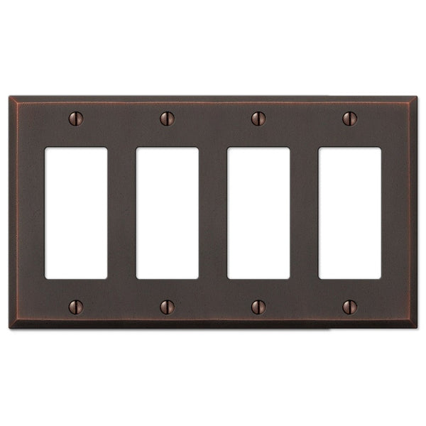 Manhattan Aged Bronze Cast - 4 Rocker Wallplate - Wallplate Warehouse 68R4DB 070686559253 4 Rocker
