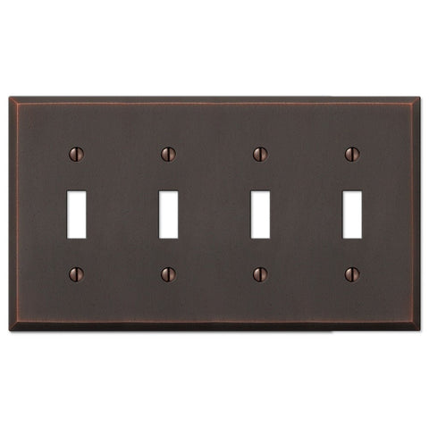 Manhattan Aged Bronze Cast - 4 Toggle Wallplate - Wallplate Warehouse 68T4DB 070686559246 4 Toggle