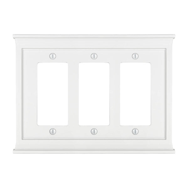 Mantel White Composite - 3 Rocker Wallplate - Wallplate Warehouse 15RRRW 070686016534 3 Rocker