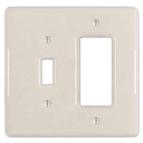 Metro Biscuit Ceramic - 1 Toggle / 1 Rocker Wallplate - Wallplate Warehouse 3000TRBT 070686006542 1 Toggle / 1 Rocker
