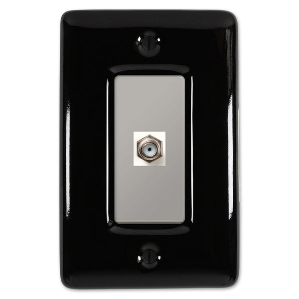 Metro Black Ceramic - 1 Cable Jack Wallplate - Wallplate Warehouse 3000CXBK 070686006658 Cable Jacks