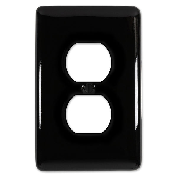 Metro Black Ceramic - 1 Duplex Wallplate - Wallplate Warehouse 3000DBK 070686006603 1 Duplex