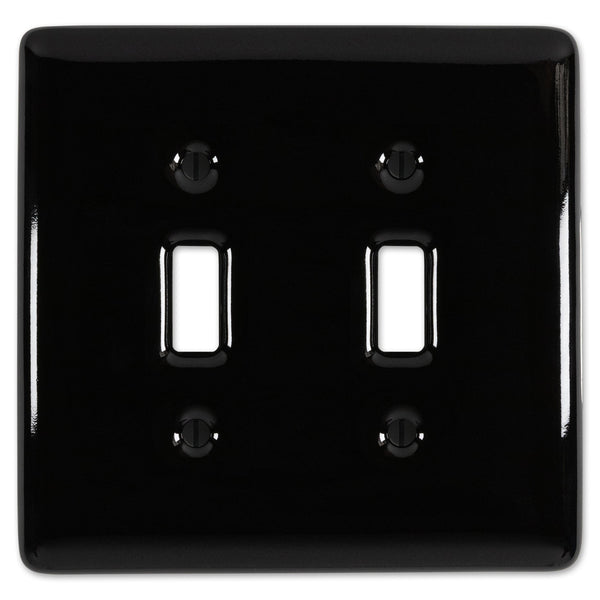 Metro Black Ceramic - 2 Toggle Wallplate - Wallplate Warehouse 3000TTBK 070686006580 2 Toggle