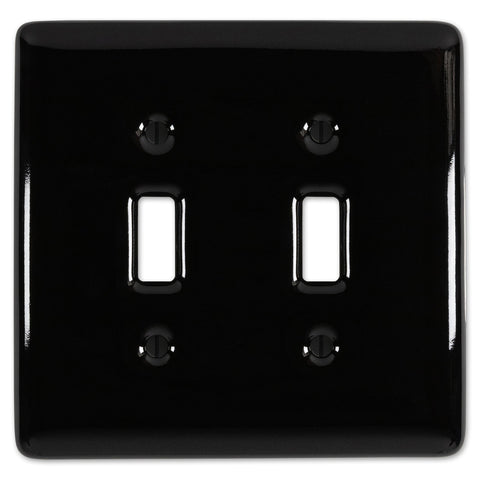 Metro Black Ceramic - 2 Toggle Wallplate - Wallplate Warehouse 3000TTBK 070686006580 2 Toggle