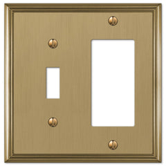 Metro Line Brushed Bronze Cast - 1 Toggle / 1 Rocker Wallplate