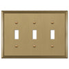 Metro Line Brushed Bronze Cast - 3 Toggle Wallplate - Wallplate Warehouse 77TTTBZ 070686585481 3 Toggle