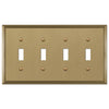 Metro Line Brushed Bronze Cast - 4 Toggle Wallplate - Wallplate Warehouse 77T4BZ 070686585528 4 Toggle