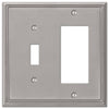 Metro Line Brushed Nickel Cast - 1 Toggle / 1 Rocker Wallplate - Wallplate Warehouse 77TRBN 070686573785 1 Toggle / 1 Rocker