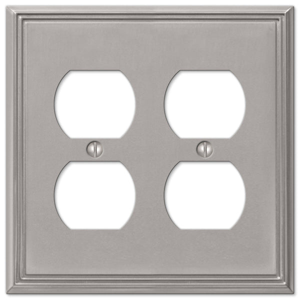 Metro Line Brushed Nickel Cast - 2 Duplex Wallplate - Wallplate Warehouse 77DDBN 070686573792 2 Duplex