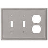Metro Line Brushed Nickel Cast - 2 Toggle / 1 Duplex Wallplate - Wallplate Warehouse 77TTDBN 070686573815 2 Toggle / 1 Duplex
