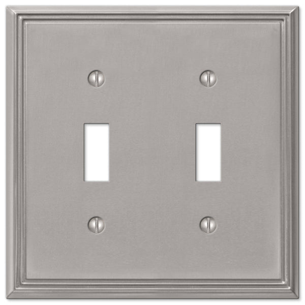 Metro Line Brushed Nickel Cast - 2 Toggle Wallplate - Wallplate Warehouse 77TTBN 070686573761 2 Toggle
