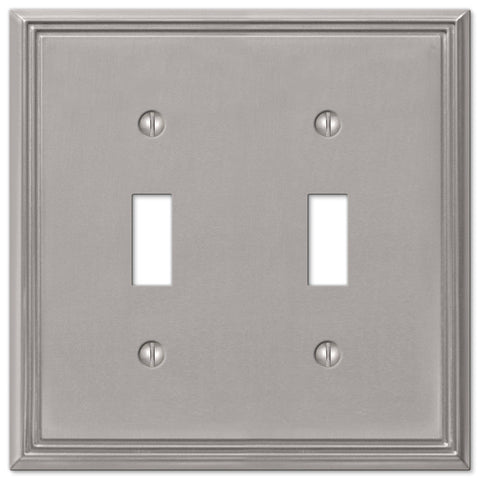 Metro Line Brushed Nickel Cast - 2 Toggle Wallplate - Wallplate Warehouse 77TTBN 070686573761 2 Toggle