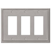 Metro Line Brushed Nickel Cast - 3 Rocker Wallplate - Wallplate Warehouse 77RRRBN 070686573846 3 Rocker