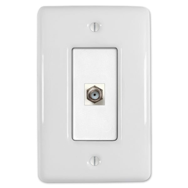 Metro White Ceramic - 1 Cable Jack Wallplate - Wallplate Warehouse 3000CXW 070686006450 Cable Jacks
