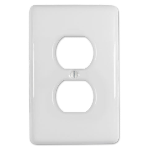 Metro White Ceramic - 1 Duplex Wallplate - Wallplate Warehouse 3000DW 070686006405 1 Duplex