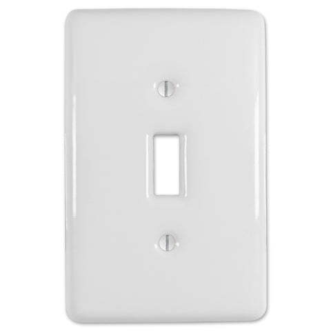 Metro White Ceramic - 1 Toggle Wallplate - Wallplate Warehouse 3000TW 070686006375 1 Toggle