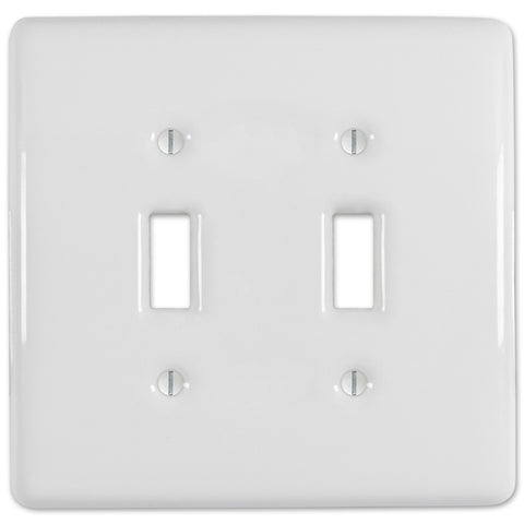 Metro White Ceramic - 2 Toggle Wallplate - Wallplate Warehouse 3000TTW 070686006382 2 Toggle