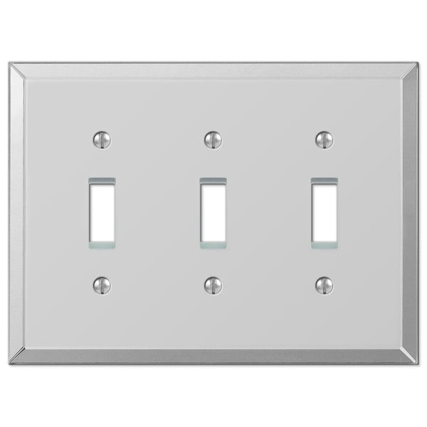 Mirror Acrylic - 3 Toggle Wallplate - Wallplate Warehouse 66TTT 070686578353 3 Toggle