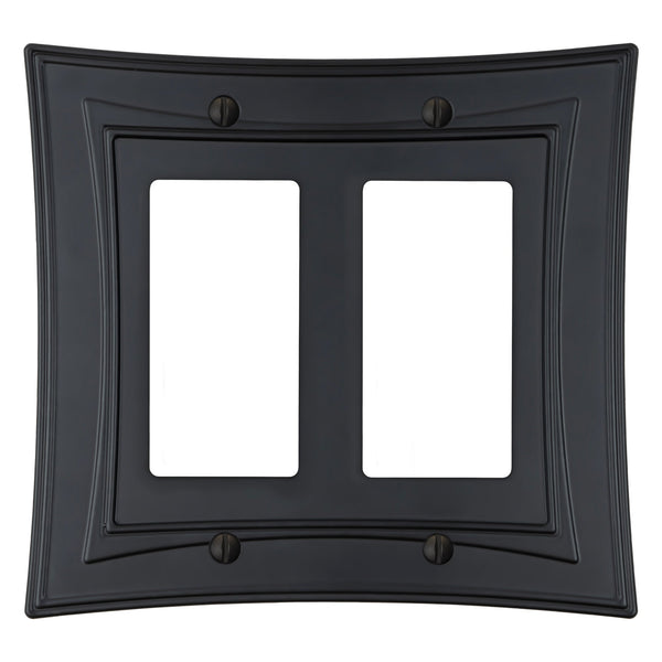 Modern Biba Matte Black Cast - 2 Rocker Wallplate - Wallplate Warehouse 96RRMB - B 070686015452 2 Rocker