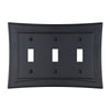 Modern Biba Matte Black Cast - 3 Toggle Wallplate - Wallplate Warehouse 96TTTMB - B 070686015421 3 Toggle